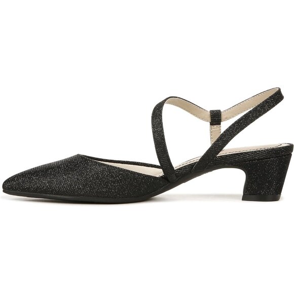 LifeStride Womens Black Sparkle Patent Polyurethane Pointed Closed Toe Pump - Picture 9 of 9